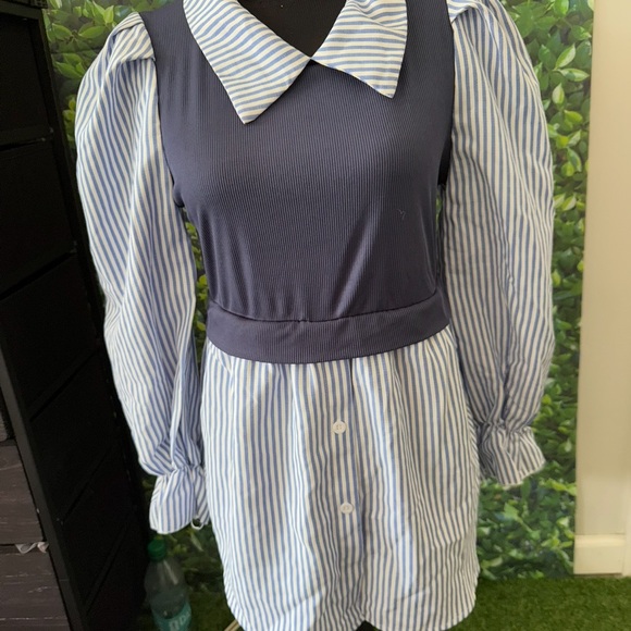 Striped Blue and White Top mp63 - Picture 1 of 3